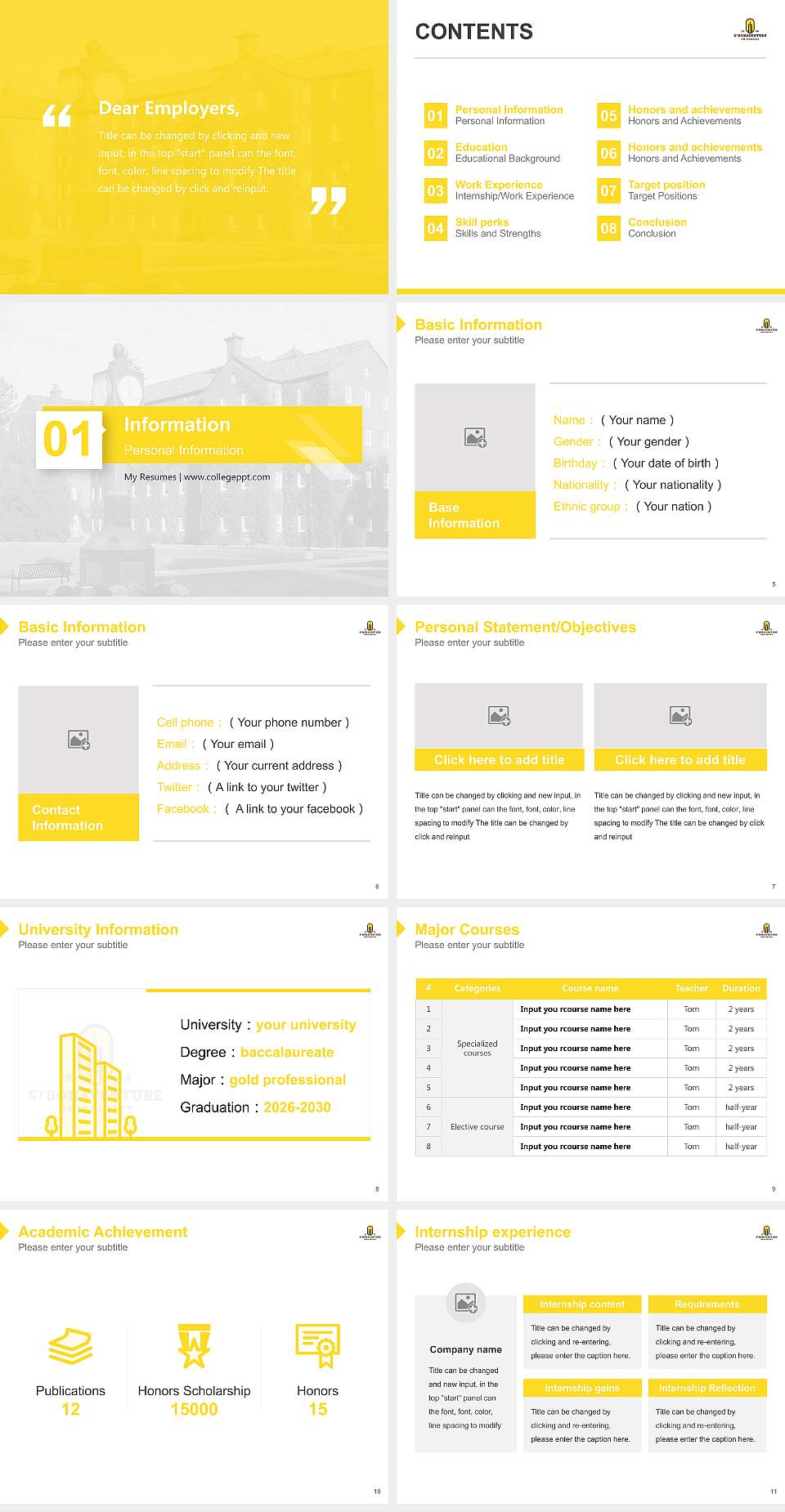 St Bonaventure University Resume PPT Template4:3 ratio PPT effect preview image2