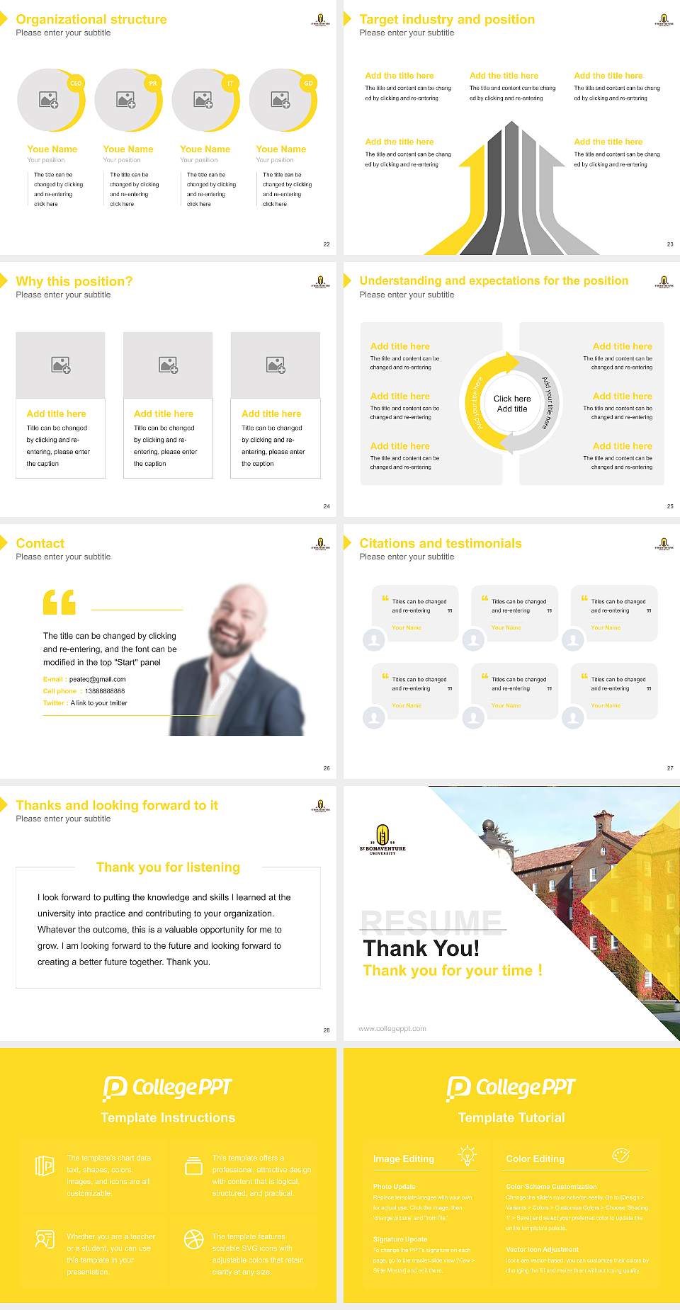 St Bonaventure University Resume PPT Template4:3 ratio PPT effect preview image4
