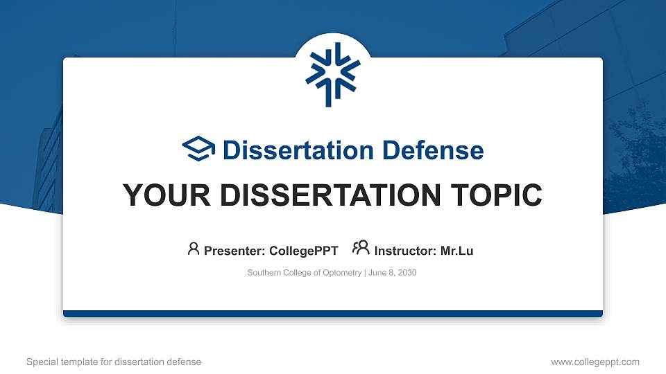 Southern College of Optometry Graduation Thesis Defense PPT Template16:9 ratio PPT effect preview image