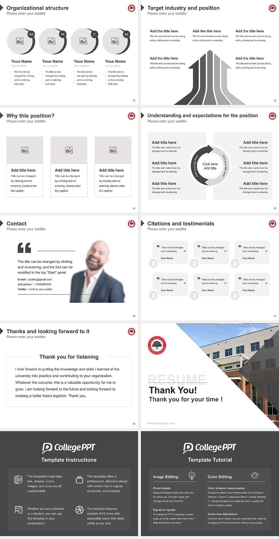 South College Asheville Resume PPT Template4:3 ratio PPT effect preview image4