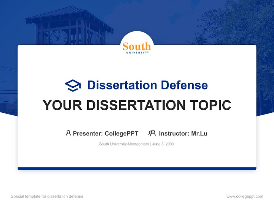 South University-Montgomery Graduation Thesis Defense PPT Template4:3 ratio PPT effect preview image7