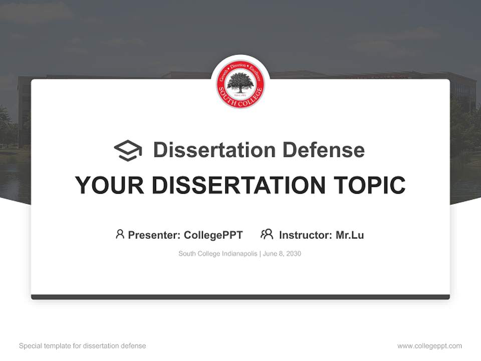 South College Indianapolis Graduation Thesis Defense PPT Template4:3 ratio PPT effect preview image7