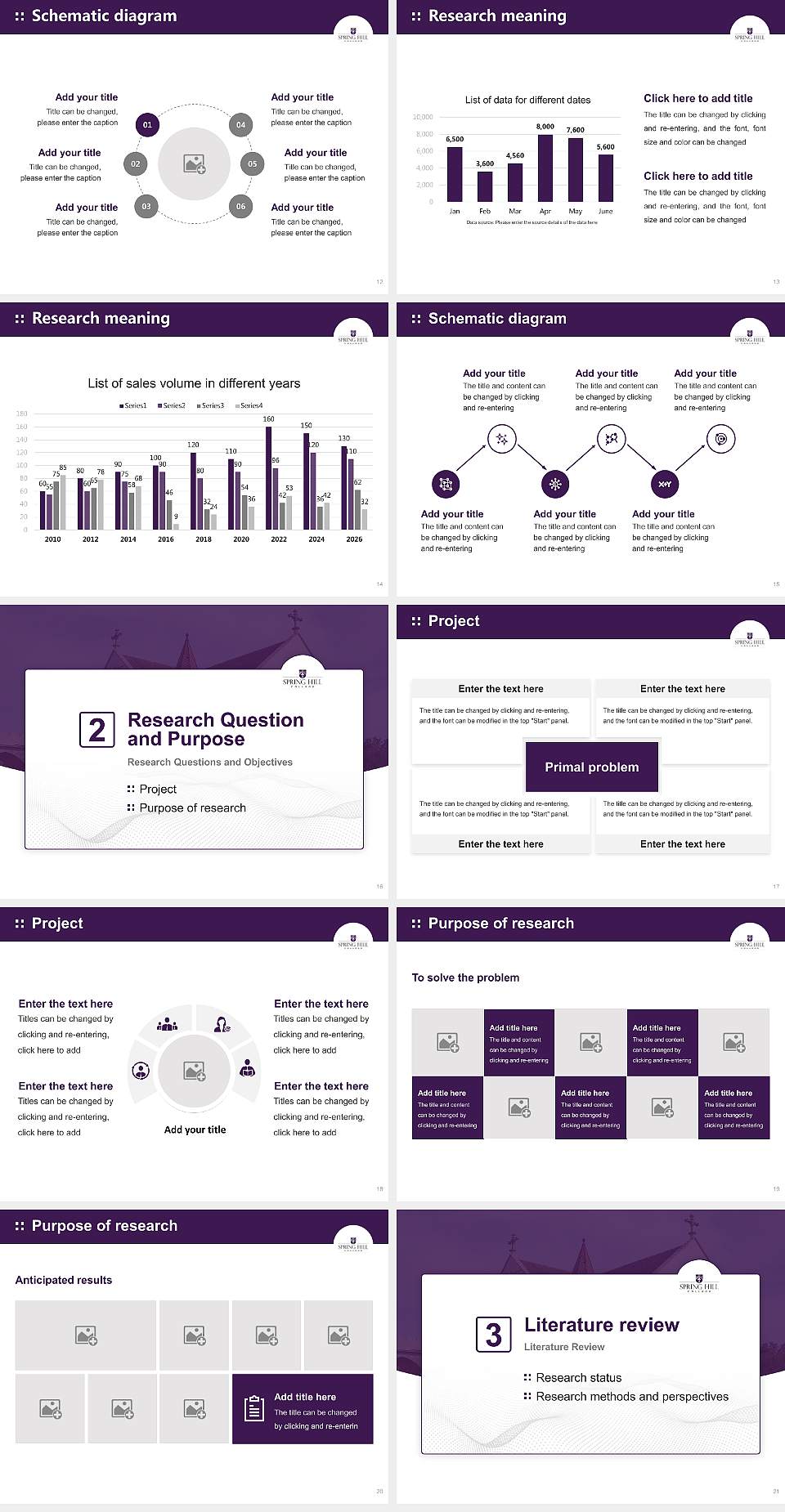 Spring Hill College Graduation Thesis Defense PPT Template4:3 ratio PPT effect preview image3
