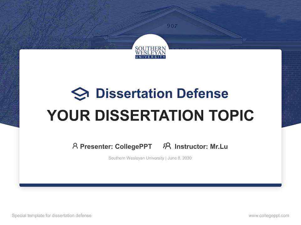 Southern Wesleyan University Graduation Thesis Defense PPT Template4:3 ratio PPT effect preview image7