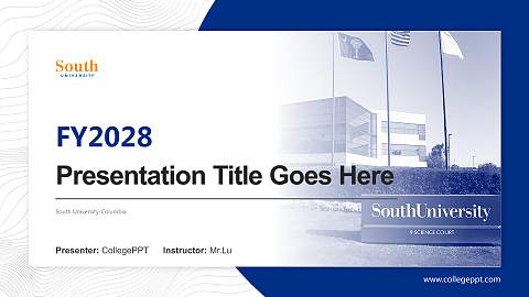 South University-Columbia Academic Presentation/Research Findings Report PPT Template