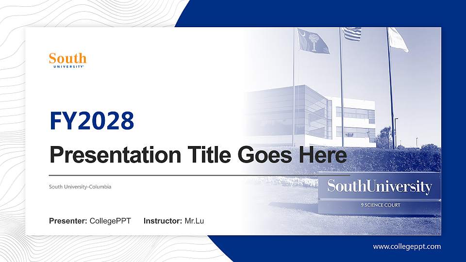 South University-Columbia Academic Presentation/Research Findings Report PPT Template16:9 ratio PPT effect preview image