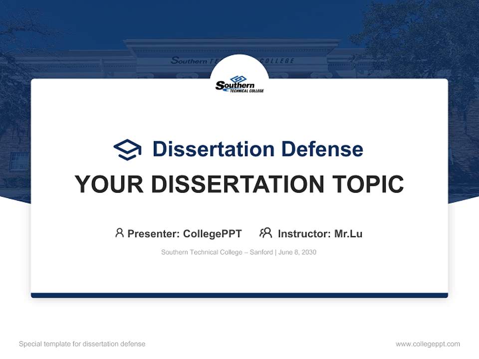 Southern Technical College – Sanford Graduation Thesis Defense PPT Template4:3 ratio PPT effect preview image7