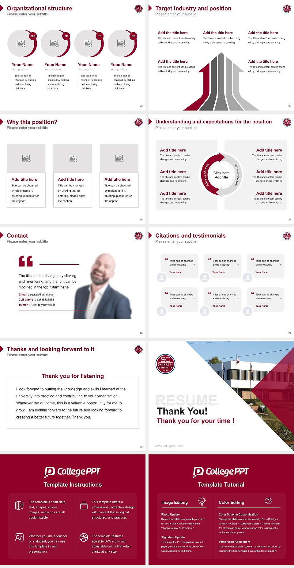 South Carolina State University Resume PPT Template4:3 ratio PPT effect preview image4