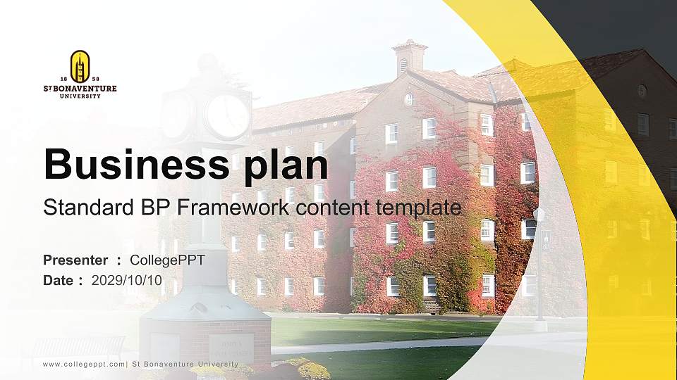 St Bonaventure University Competition/Entrepreneurship Contest PPT Template16:9 ratio PPT effect preview image