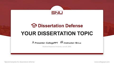 Southern Nazarene University Graduation Thesis Defense PPT Template