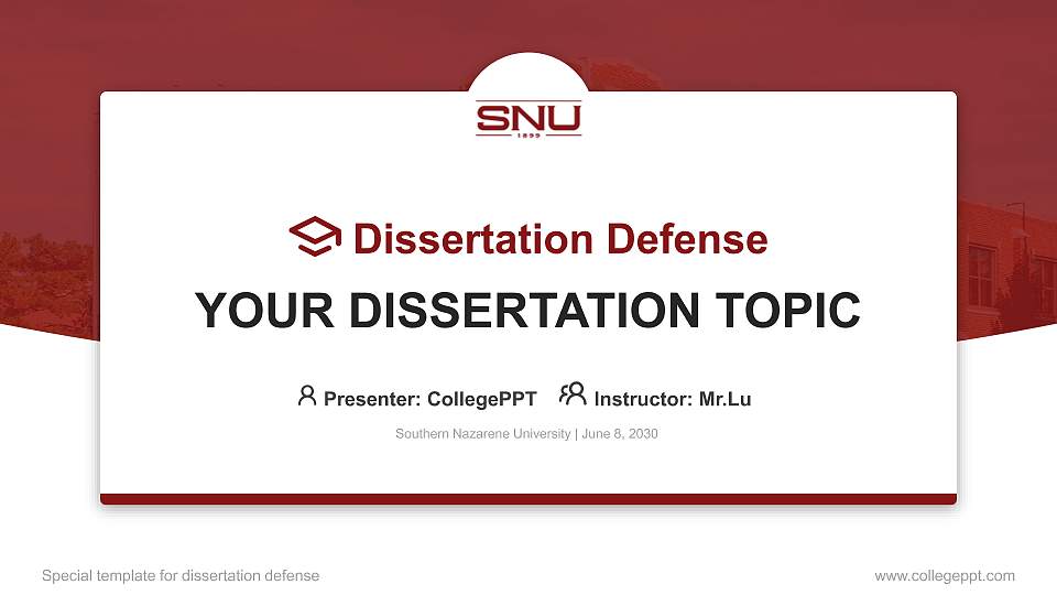 Southern Nazarene University Graduation Thesis Defense PPT Template16:9 ratio PPT effect preview image