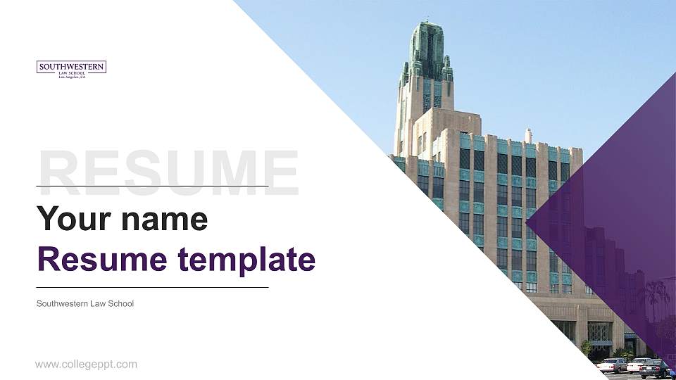Southwestern Law School Resume PPT Template16:9 ratio PPT effect preview image1