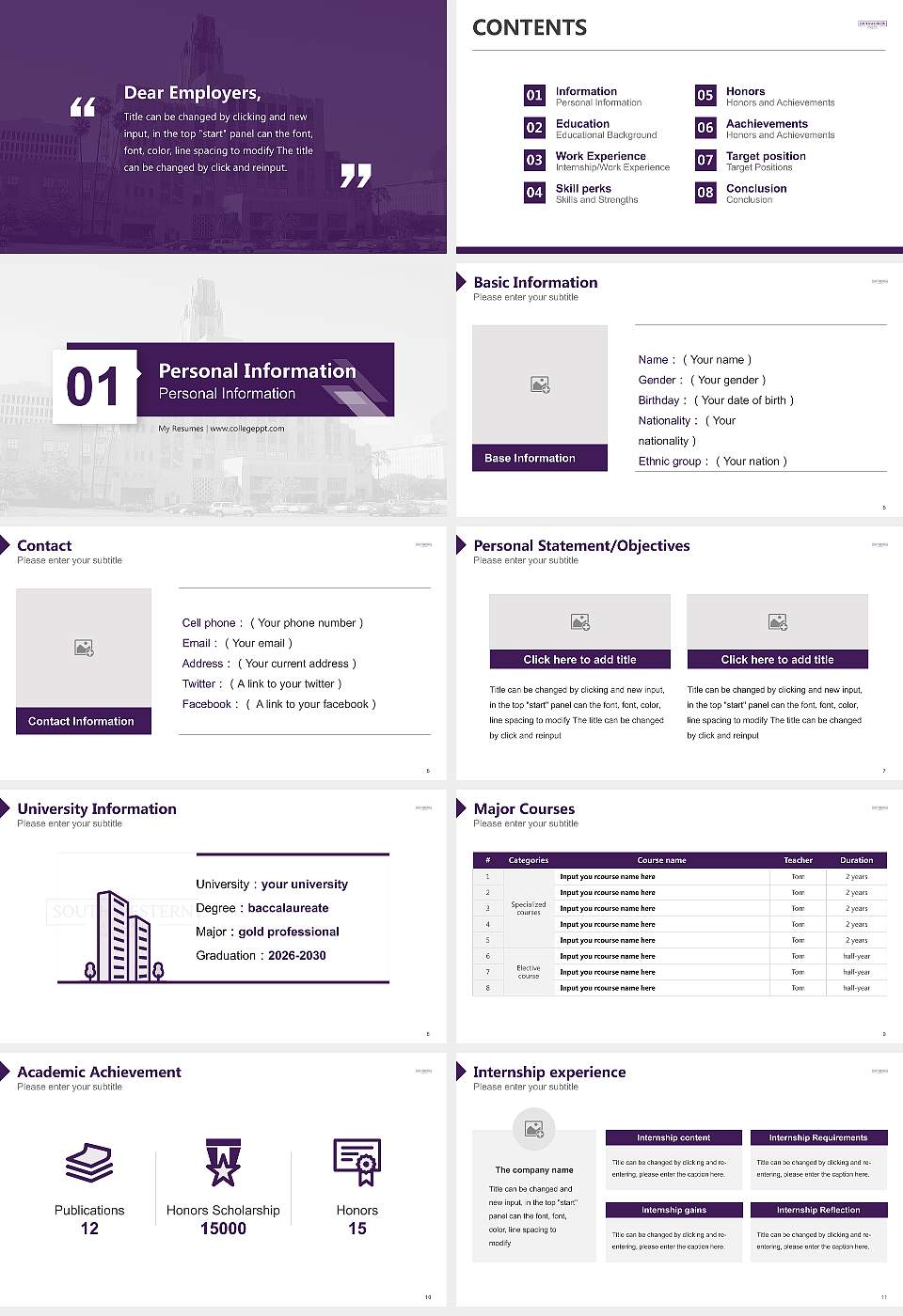 Southwestern Law School Resume PPT Template16:9 ratio PPT effect preview image2