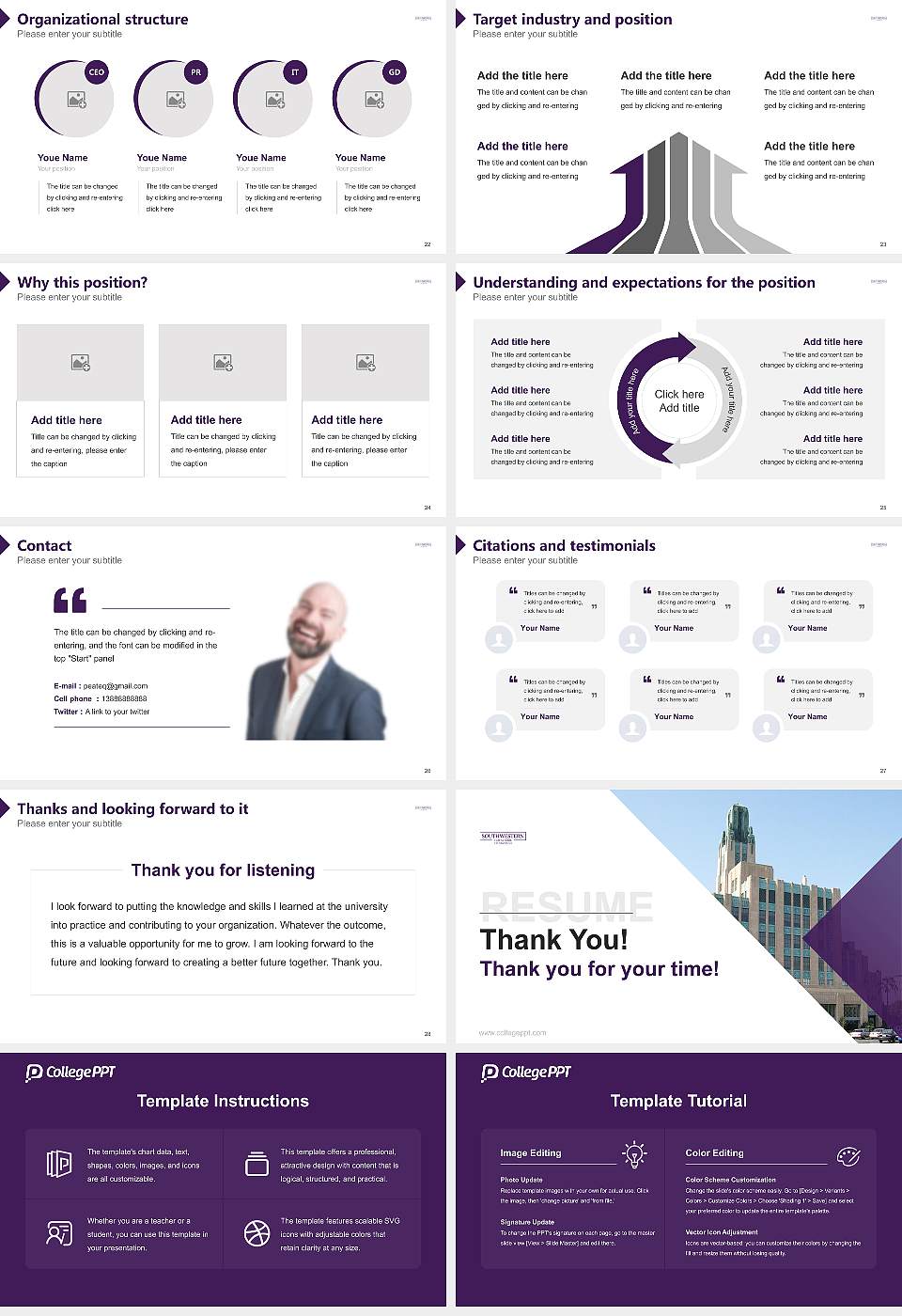 Southwestern Law School Resume PPT Template16:9 ratio PPT effect preview image4