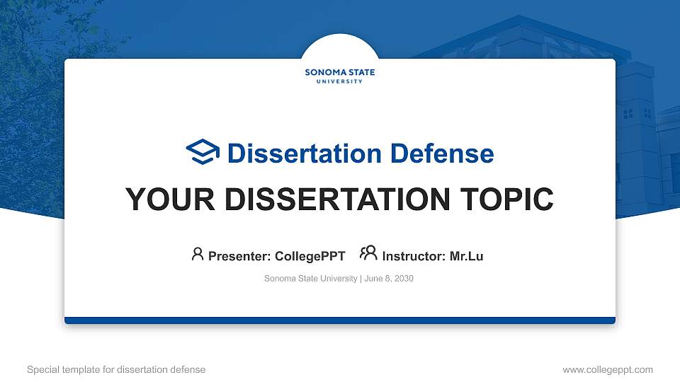 Sonoma State University Graduation Thesis Defense PPT Template16:9 ratio PPT effect preview image