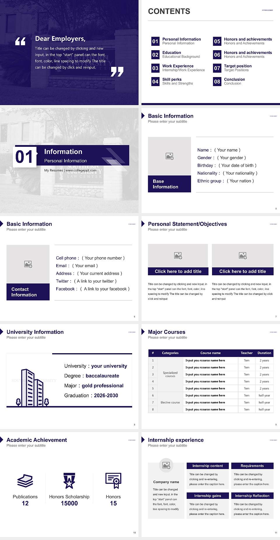 Southern University Law Center Resume PPT Template4:3 ratio PPT effect preview image2