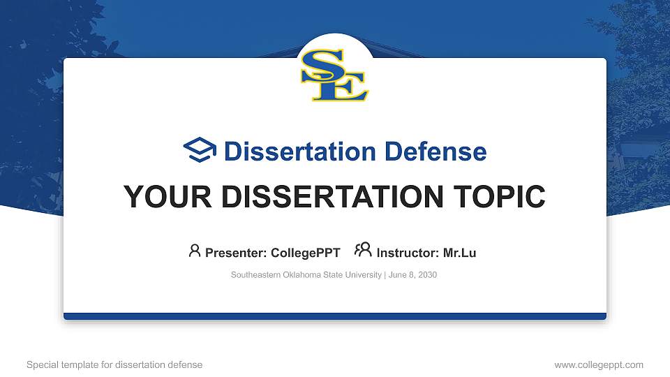 Southeastern Oklahoma State University Graduation Thesis Defense PPT Template16:9 ratio PPT effect preview image