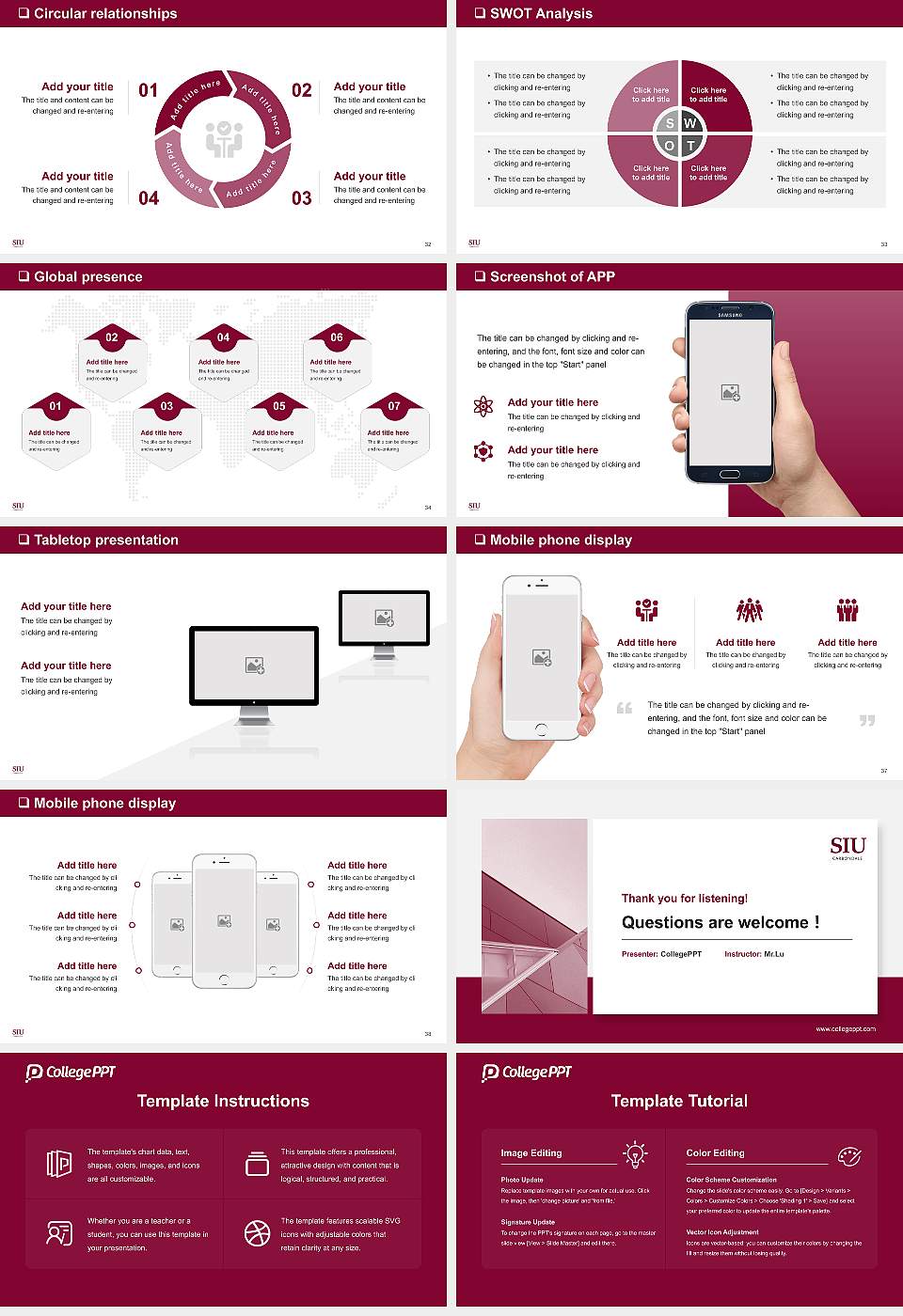 Southern Illinois University-Carbondale General Purpose PPT Template16:9 ratio PPT effect preview image5