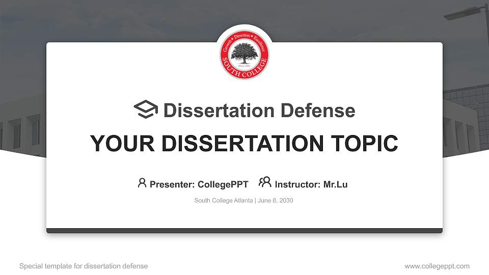 South College Atlanta Graduation Thesis Defense PPT Template16:9 ratio PPT effect preview image