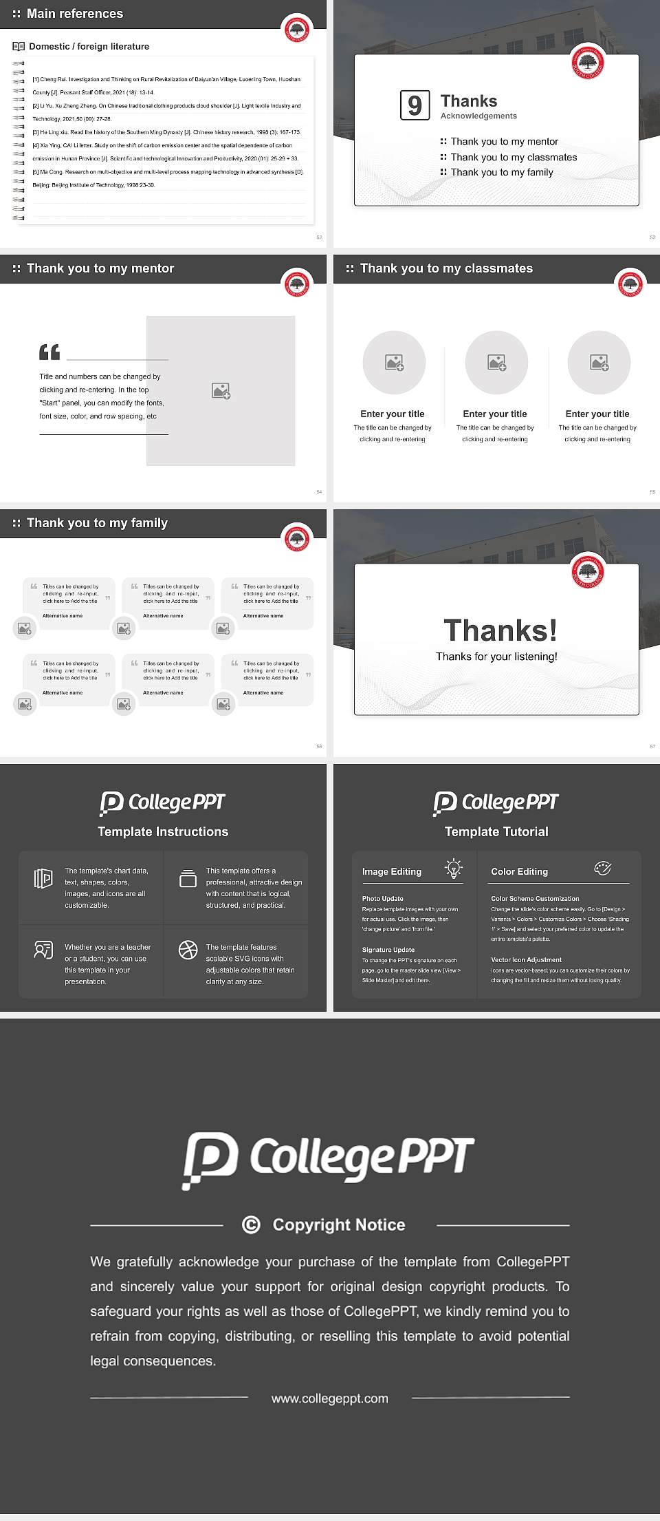 South College Asheville Graduation Thesis Defense PPT Template4:3 ratio PPT effect preview image7