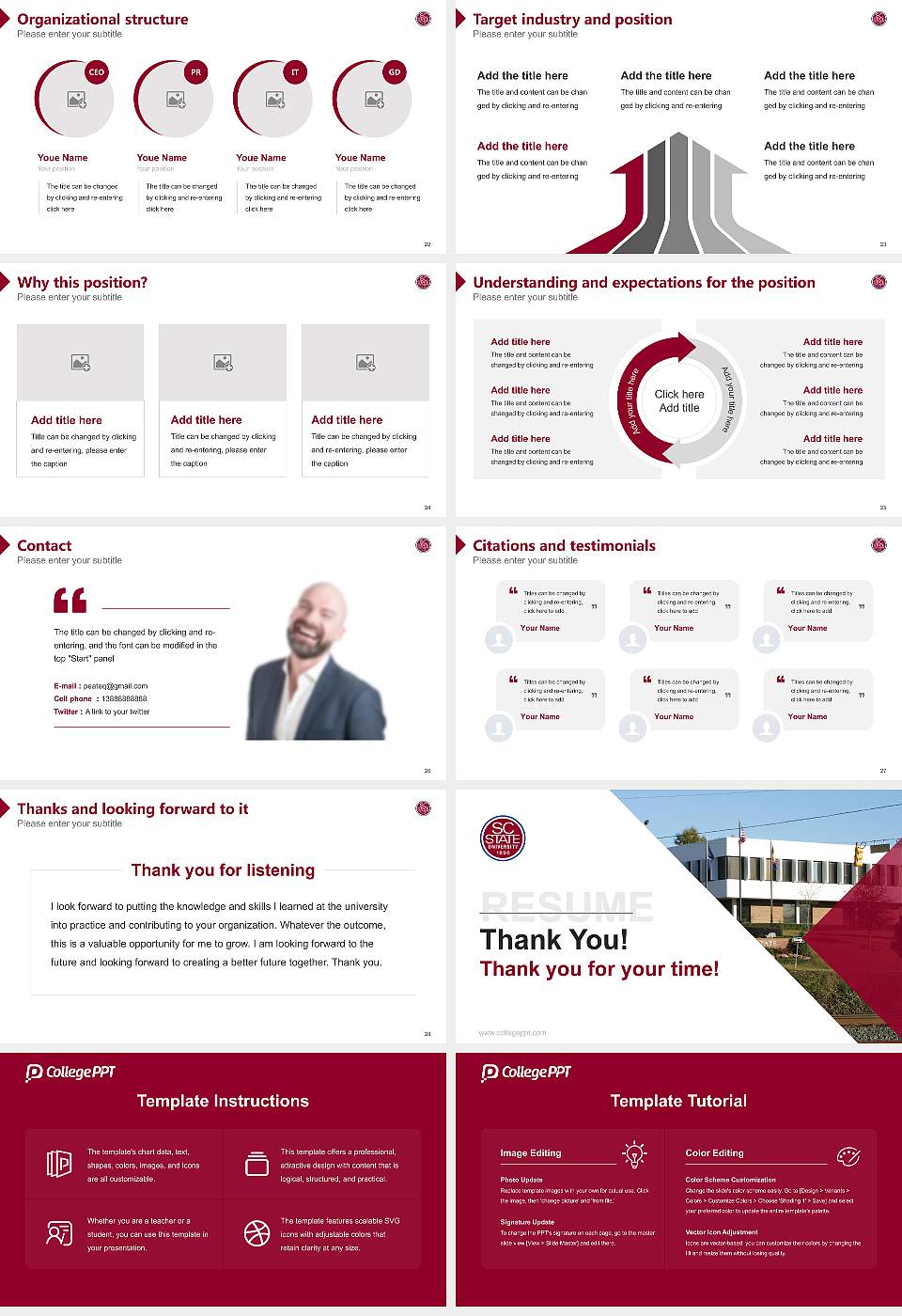 South Carolina State University Resume PPT Template16:9 ratio PPT effect preview image4