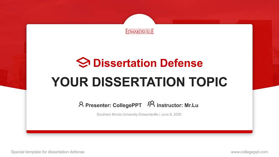 Southern Illinois University-Edwardsville Graduation Thesis Defense PPT Template16:9 ratio PPT effect preview image