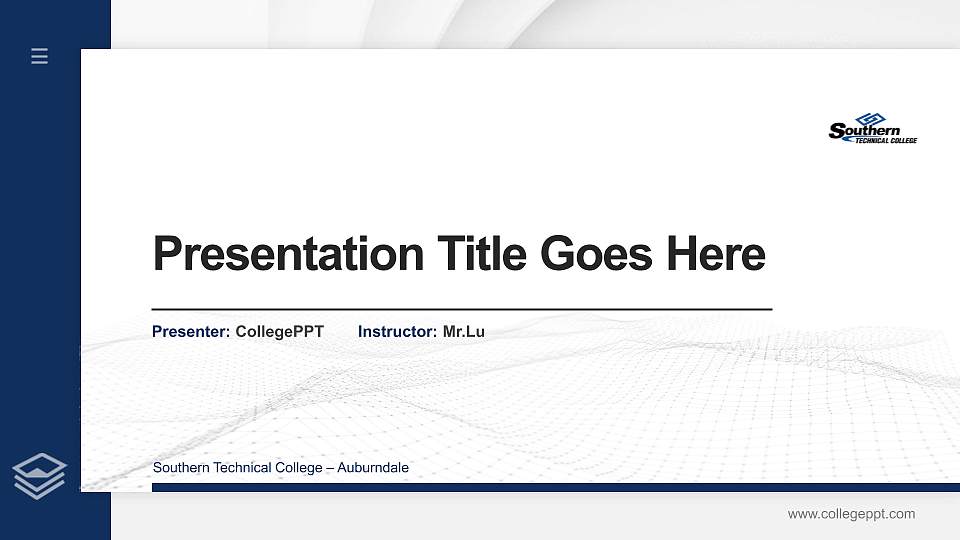 Southern Technical College – Auburndale Thesis Proposal/Graduation Defense PPT Template16:9 ratio PPT effect preview image