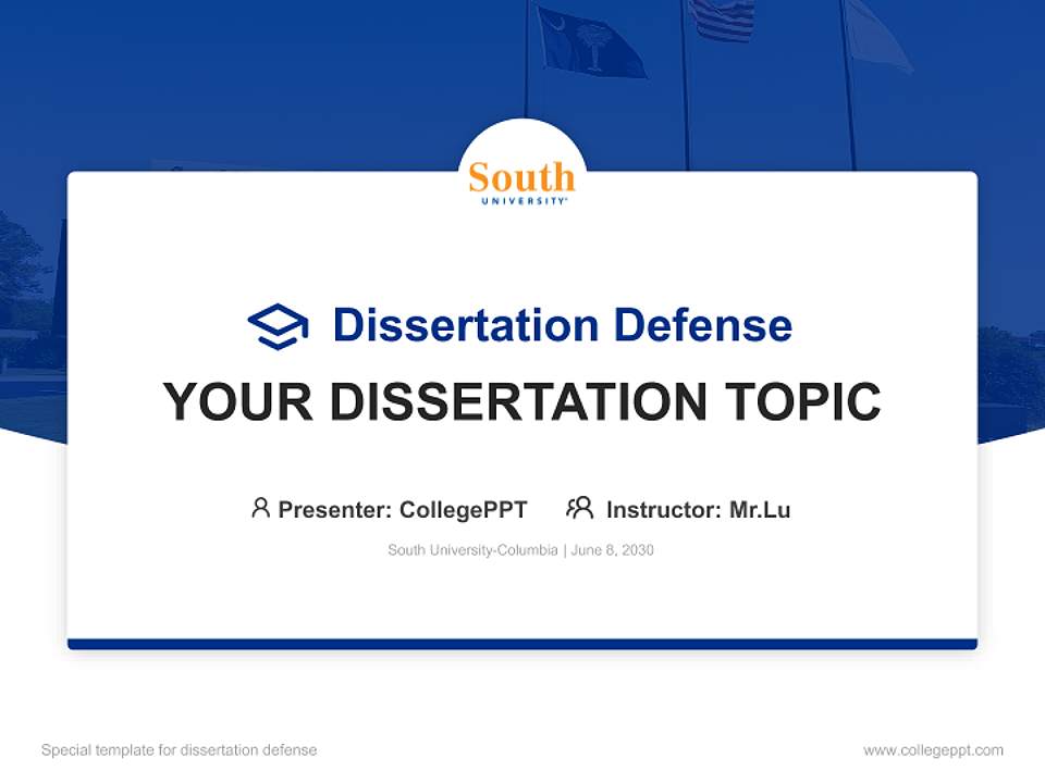 South University-Columbia Graduation Thesis Defense PPT Template4:3 ratio PPT effect preview image7