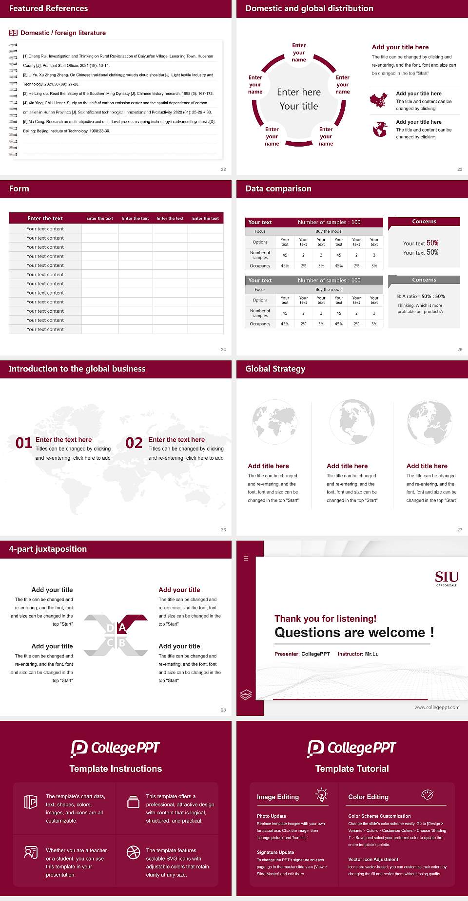 Southern Illinois University-Carbondale Thesis Proposal/Graduation Defense PPT Template4:3 ratio PPT effect preview image4