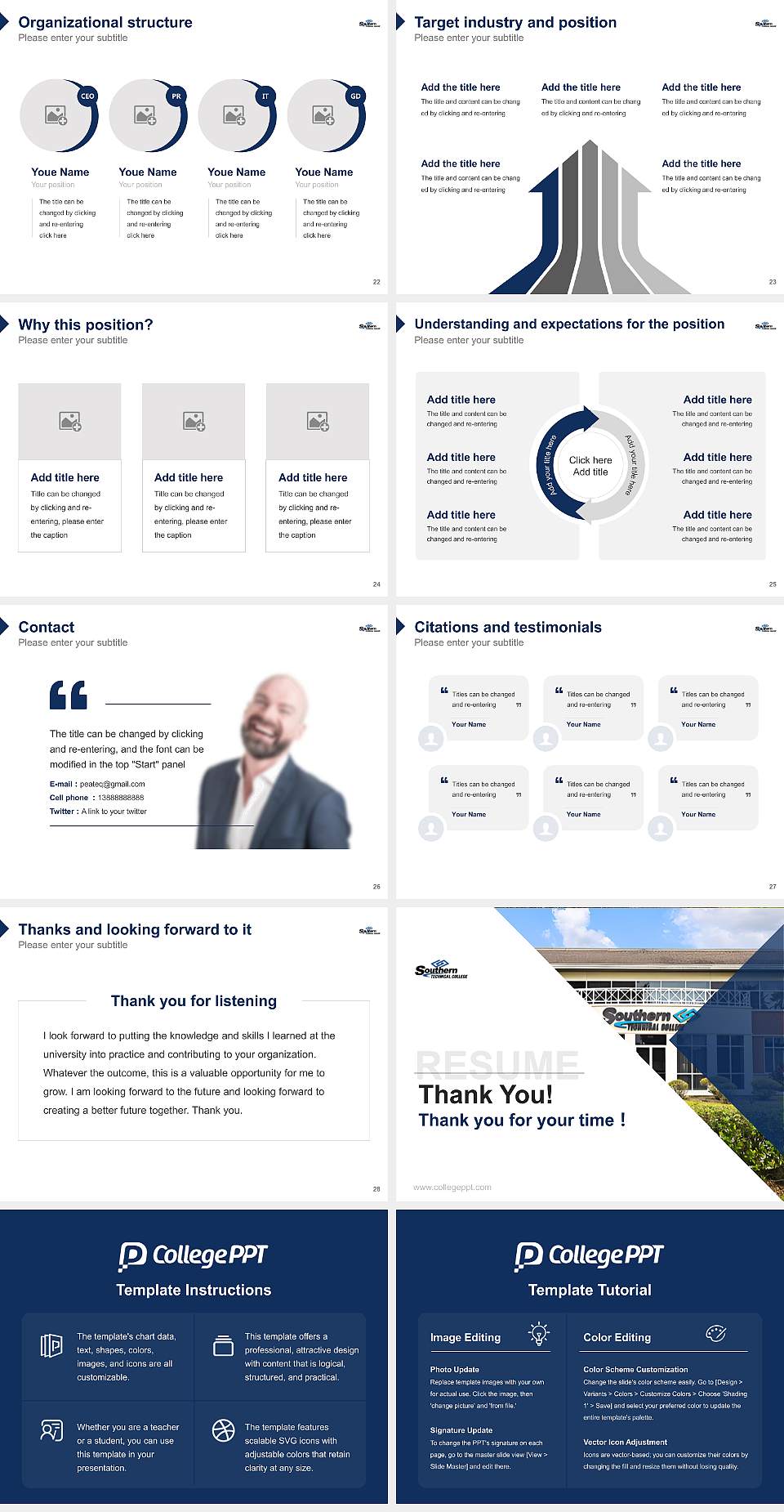 Southern Technical College – Brandon Resume PPT Template4:3 ratio PPT effect preview image4