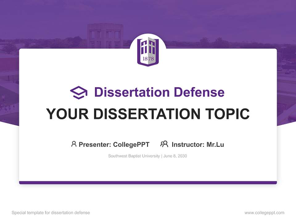 Southwest Baptist University Graduation Thesis Defense PPT Template4:3 ratio PPT effect preview image7