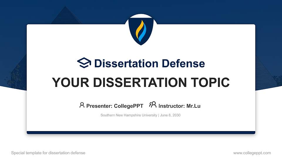 Southern New Hampshire University Graduation Thesis Defense PPT Template16:9 ratio PPT effect preview image