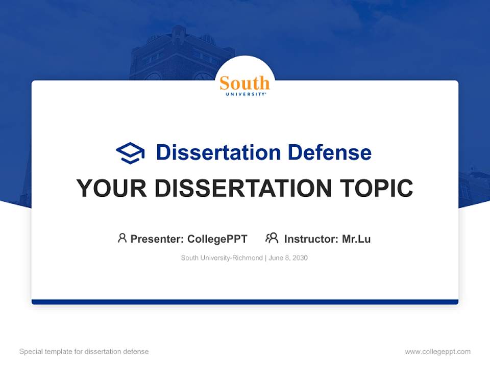 South University-Richmond Graduation Thesis Defense PPT Template4:3 ratio PPT effect preview image7