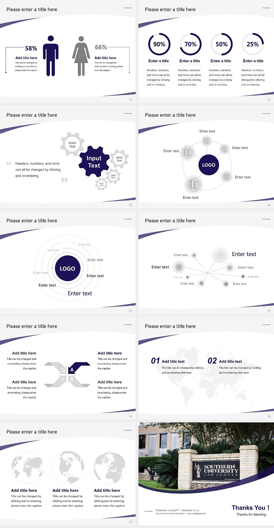 Southern University Law Center Course/Courseware Creation PPT Template4:3 ratio PPT effect preview image4