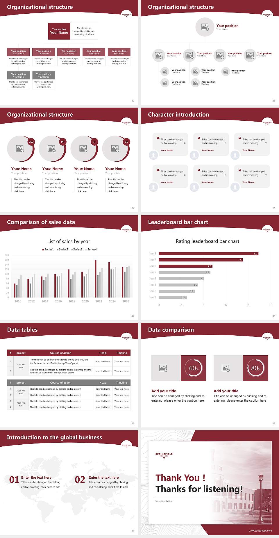 Springfield College Academic Presentation/Research Findings Report PPT Template4:3 ratio PPT effect preview image4
