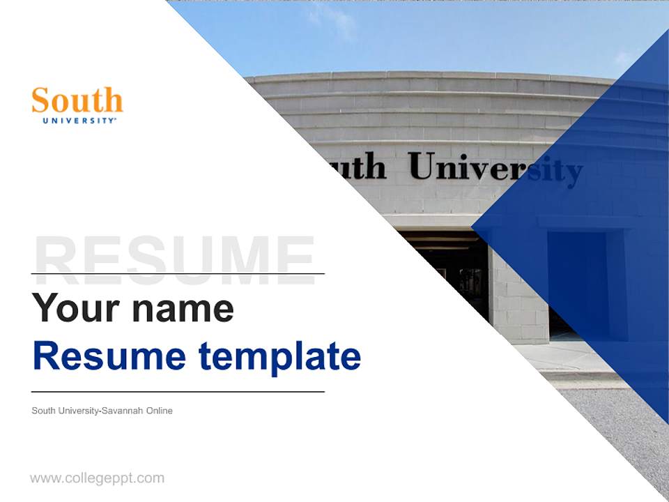 South University-Savannah Online Resume PPT Template4:3 ratio PPT effect preview image5