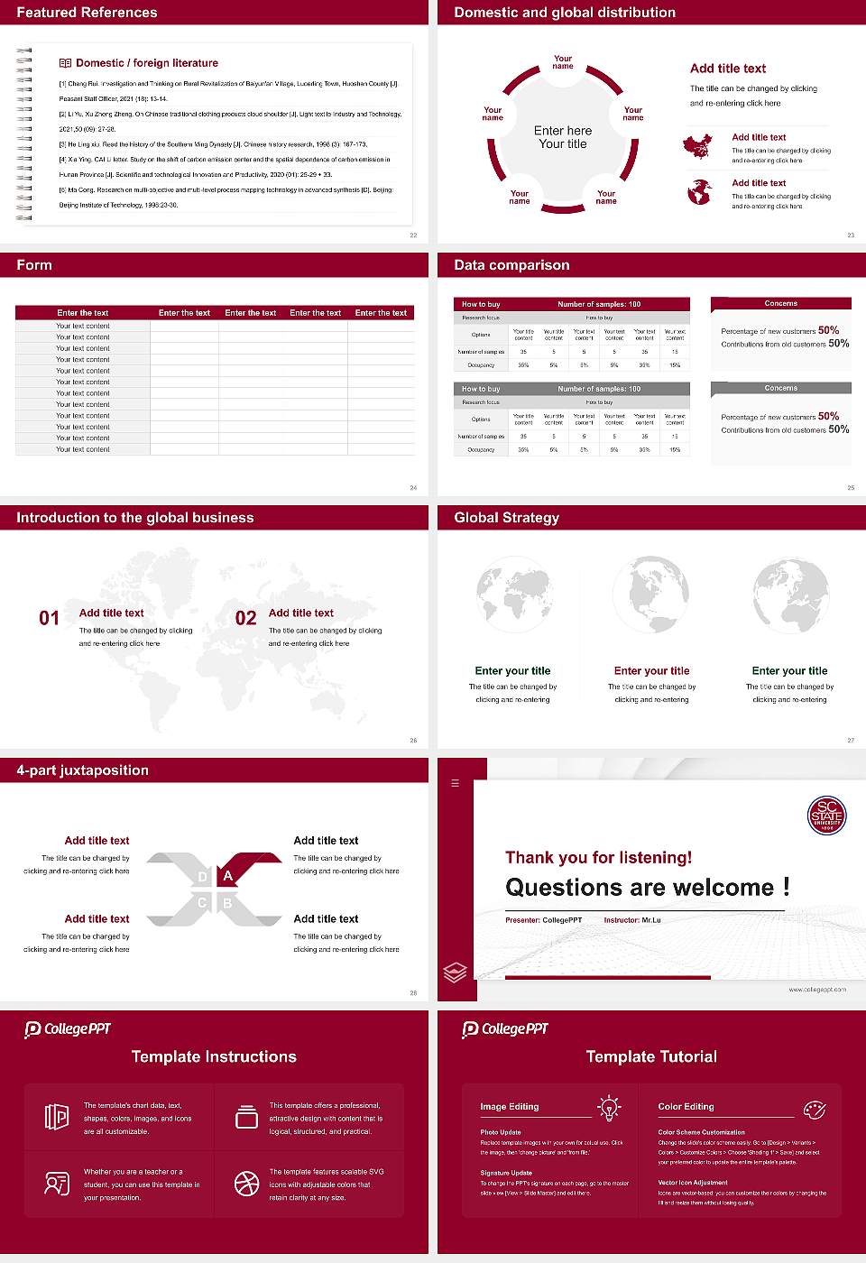 South Carolina State University Thesis Proposal/Graduation Defense PPT Template16:9 ratio PPT effect preview image4