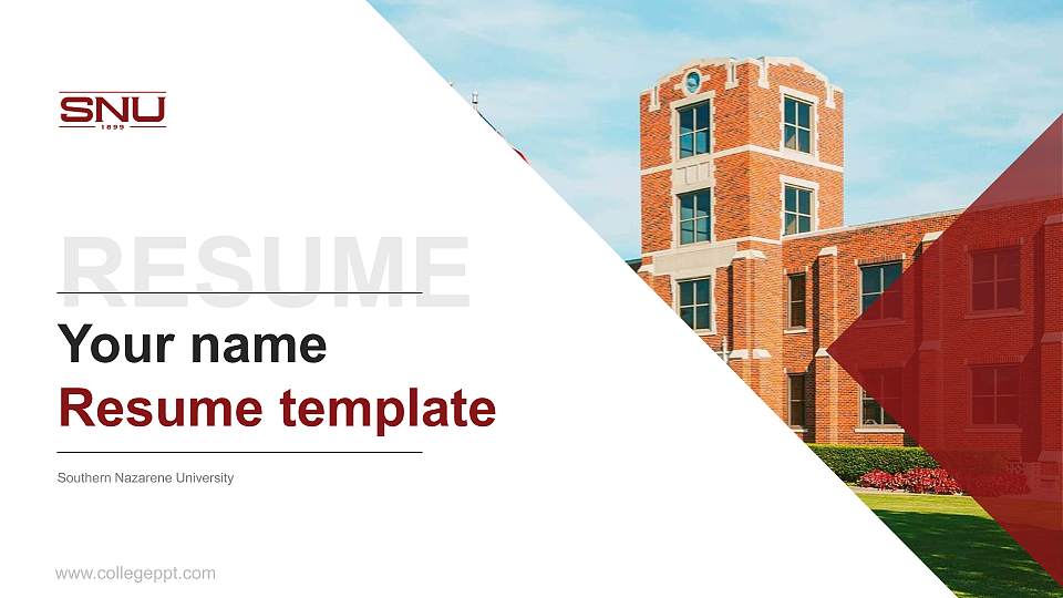 Southern Nazarene University Resume PPT Template16:9 ratio PPT effect preview image