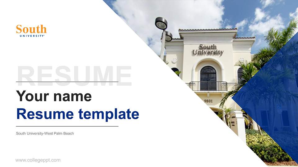 South University-West Palm Beach Resume PPT Template16:9 ratio PPT effect preview image