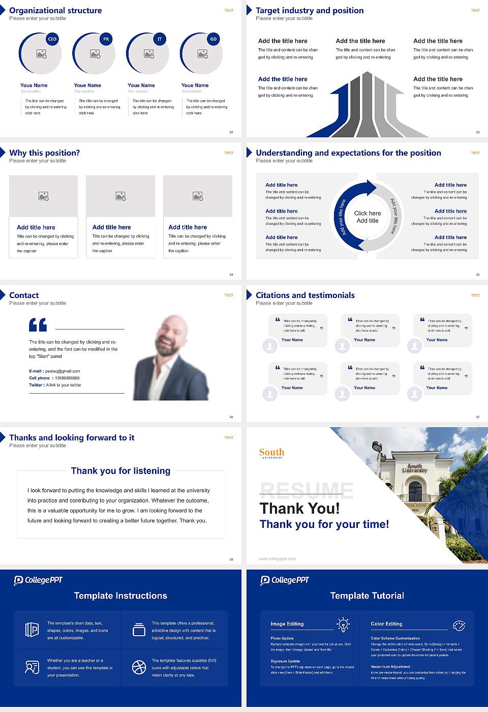 South University-West Palm Beach Resume PPT Template16:9 ratio PPT effect preview image4