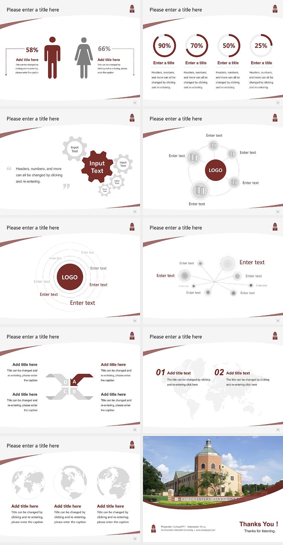 Southwestern Adventist University Course/Courseware Creation PPT Template4:3 ratio PPT effect preview image4