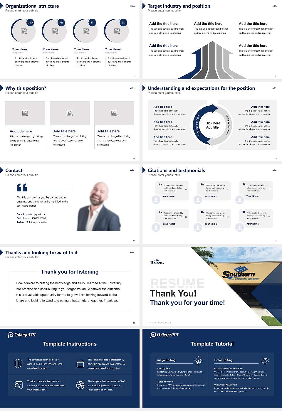 Southern Technical College Tampa Resume PPT Template16:9 ratio PPT effect preview image4