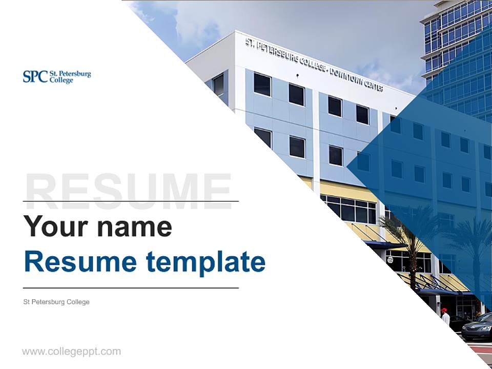 St Petersburg College Resume PPT Template4:3 ratio PPT effect preview image5