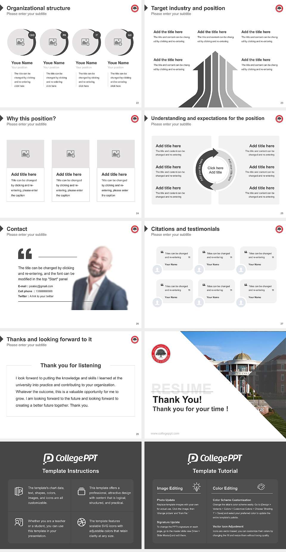 South College Resume PPT Template4:3 ratio PPT effect preview image4
