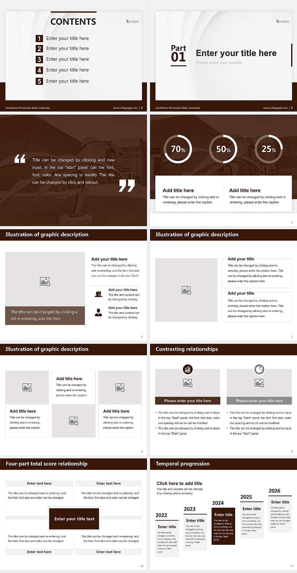 Southwest Minnesota State University Thesis Proposal/Graduation Defense PPT Template4:3 ratio PPT effect preview image2