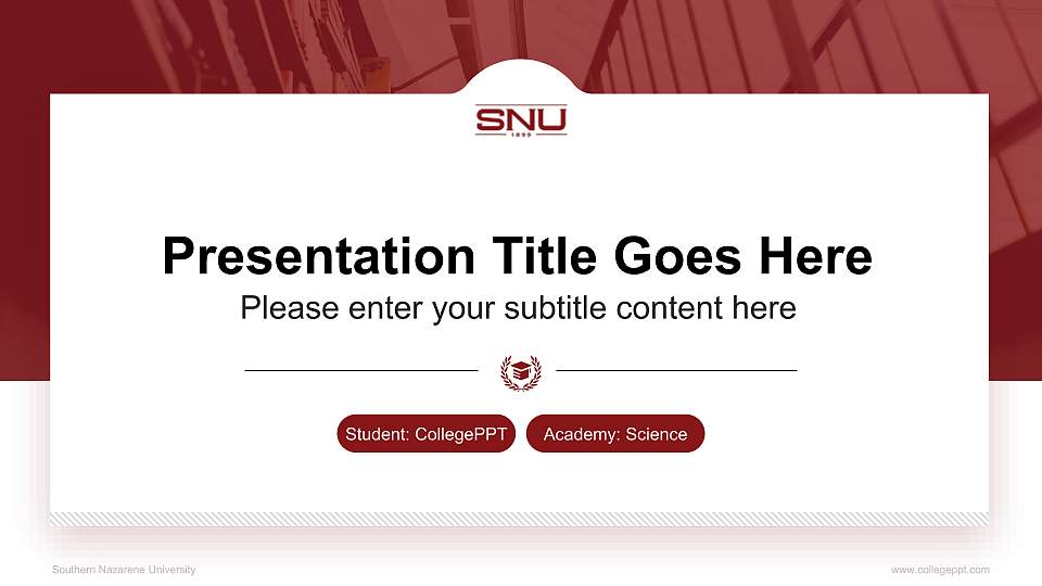 Southern Nazarene University National Scholarship Defense PPT Template16:9 ratio PPT effect preview image
