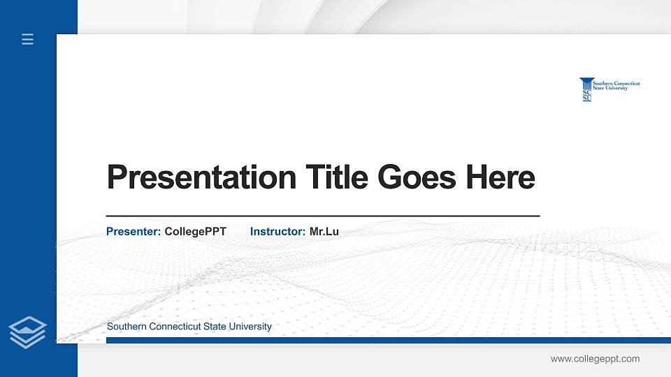 Southern Connecticut State University Thesis Proposal/Graduation Defense PPT Template16:9 ratio PPT effect preview image