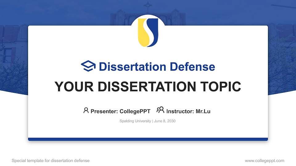 Spalding University Graduation Thesis Defense PPT Template16:9 ratio PPT effect preview image