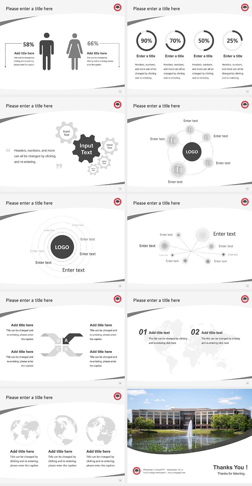 South College Indianapolis Course/Courseware Creation PPT Template4:3 ratio PPT effect preview image4