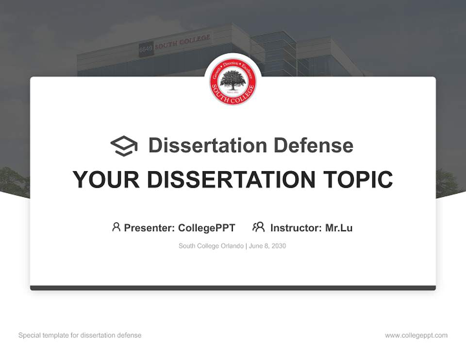 South College Orlando Graduation Thesis Defense PPT Template4:3 ratio PPT effect preview image7